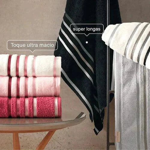 Kit Com 10 Toalhas Super Banhão Fio Penteado Lumina
